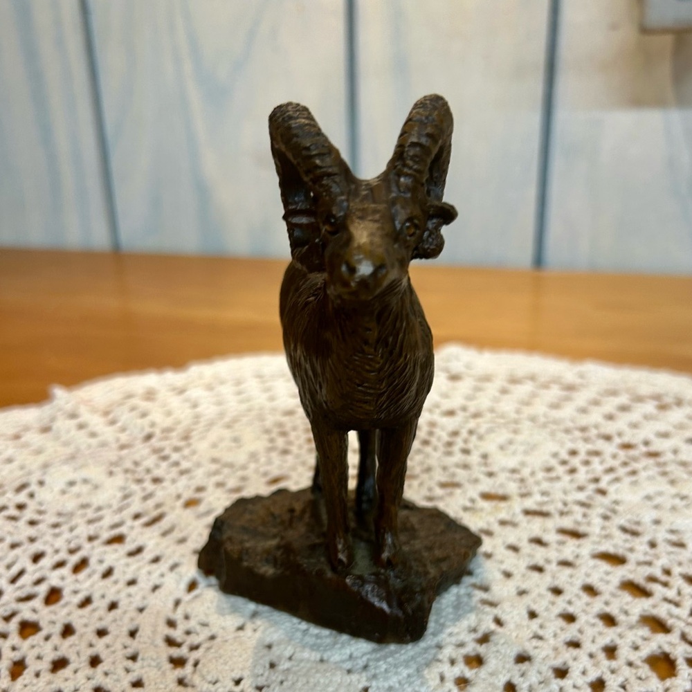 Rustic Brown Ram Figurine